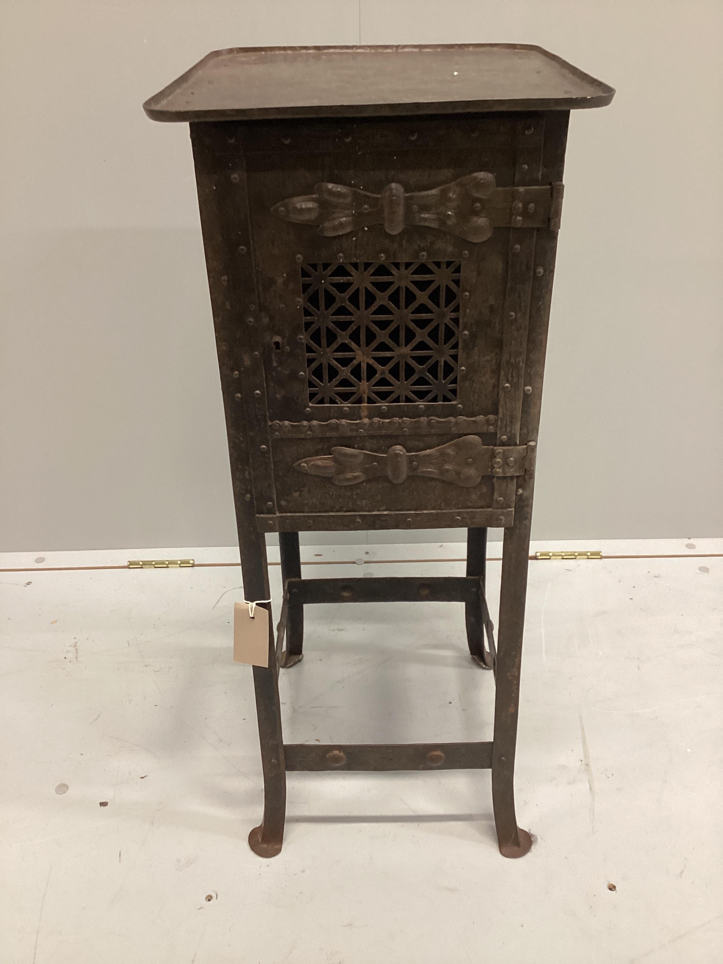 A French Arts and Crafts copper cabinet, width 31cm, depth 36cm, height 79cm